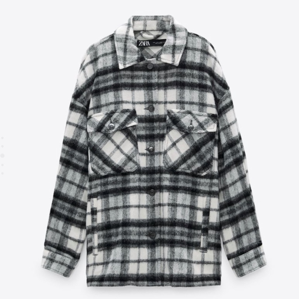Zara black & white plaid shacket